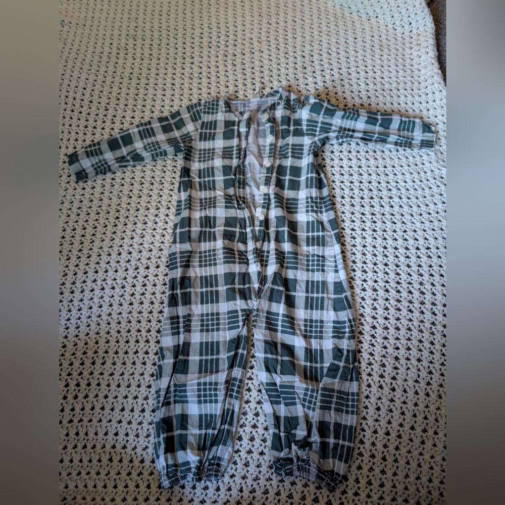 Kate Quinn Green and White Plaid Kids One Piece